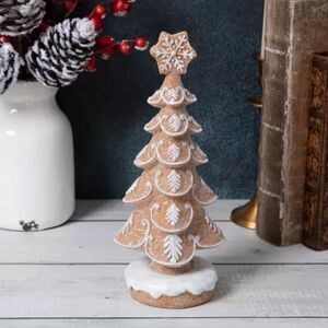 Elegant Glitter Gingerbread Tree Brown and White Holiday Tree Decoration